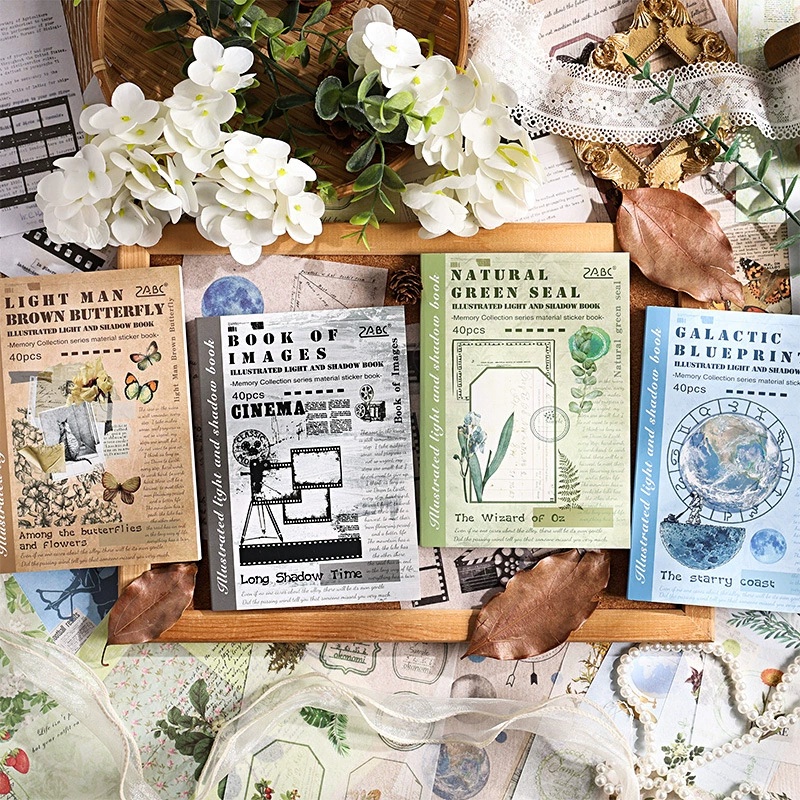Vintage Collectible Books - 40 Sheets Illustrated Light Shadow Series