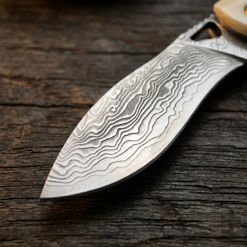 Vintage Damascu Steel Small Fo - Vintage Collectible Knives review and price