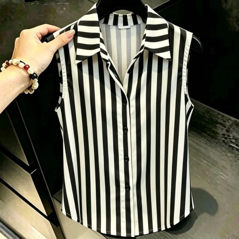 Sleeveless Striped Contrast Bu - Vintage Collectible Buttons review and price