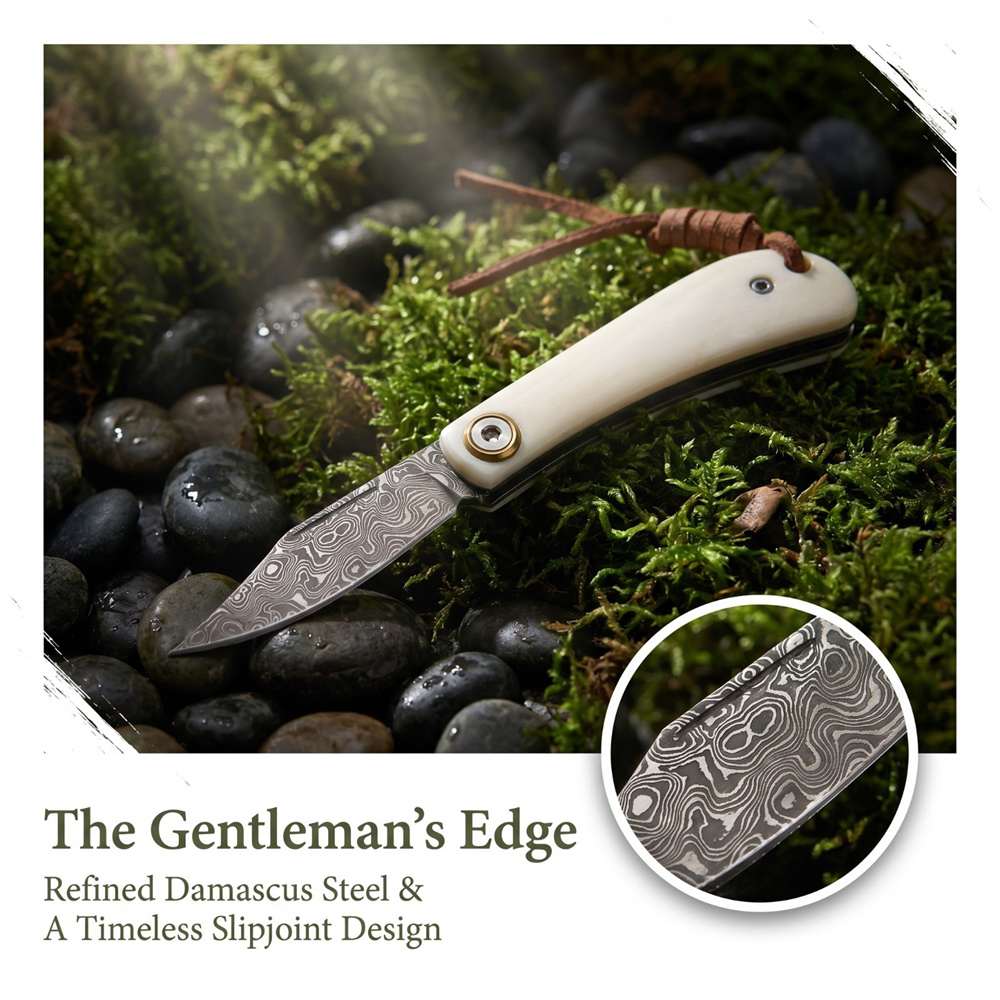 Compact Vintage Damascus Foldi - Vintage Collectible Knives review and price