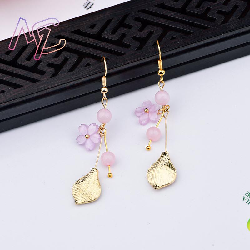 Pink Natural Jade Flower Earri - Vintage Items review and price