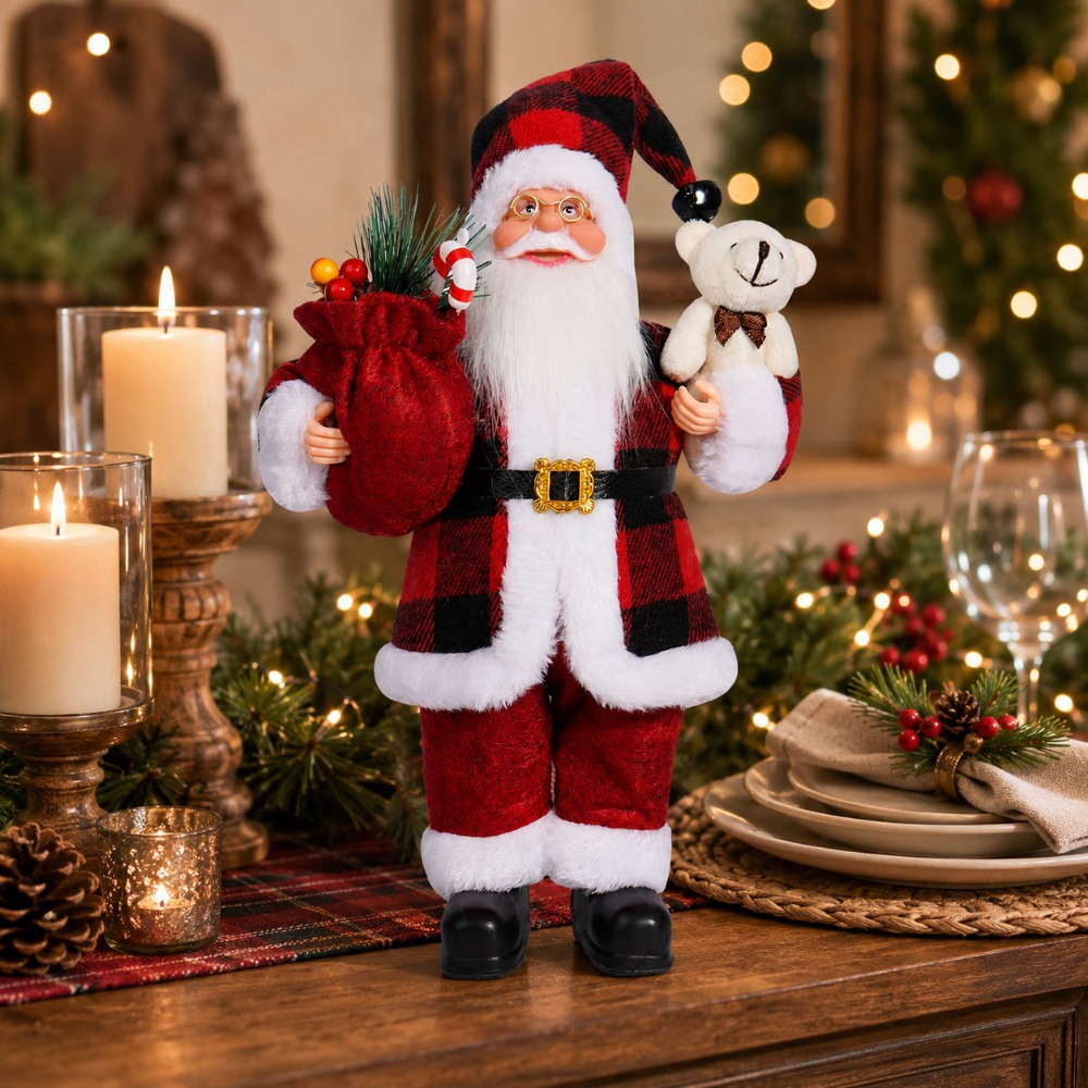 Red and black checkered Santa  - Vintage Collectible Santa review and price